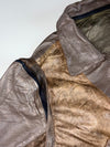 Distressed Two-Tone Brown Leather(Detechable Collar & Arms) Aviator Jacket (2XL)