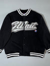 G-Unit Black & Grey Chenille Spellout Varsity Jacket (XL)