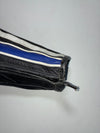 X-Tech Black, Blue & White Striped Leather Motorcycle Racing Jacket Padded (L)