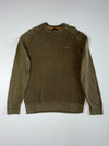 BOSS | Olive Green Waffle Knit Raglan Sweater | (M)