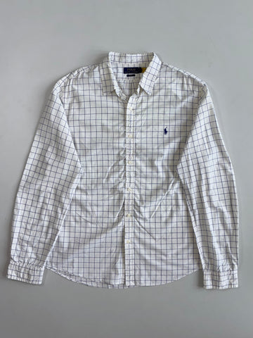 Polo Ralph Lauren | White Navy Windowpane Check Slim Fit Shirt (Xl)