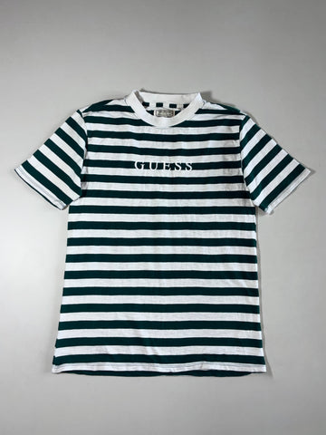 Guess Originals Green & White Striped T-Shirt – Embroidered Los Angeles Logo (L)