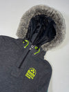 Roots Sporting Goods Grey Faux-Fur Hood Half-Zip Pullover (XS)