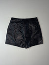 KU YUE Black Faux Leather High-Waisted Mini Shorts (W:28) (L:15)