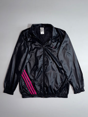 Adidas Vintage 3-Stripe Shell Jacket Black/Pink  retro shine nylon (S)