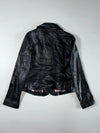 Pil's | Black Leather Blazer – Printed Satin Lining women’s (XXS)