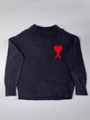 AMI Paris Black Crewneck Sweater – Big Red Ami de Coeur Logo (XL)