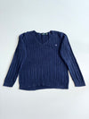 Lauren Ralph Lauren Cable Knit V-Neck Sweater – Navy (XL)