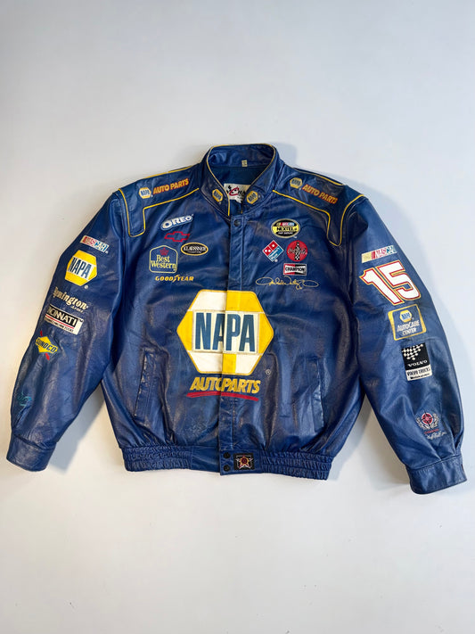 !          Vintage NAPA NASCAR Leather Racing Jacket - Michael Waltrip #15 (Chase Authentics) (RARE) (XL)
