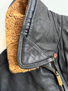 Vintage Yves Saint Laurent Pour Homme Black Leather Shearling Collar Jacket (L/XL)