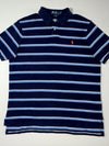 Polo Ralph Lauren | Navy & Sky Blue Striped Custom Fit Polo | (2XL)