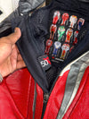 Dainese Italian Pure Leather Vintage One-Piece MotoGP Racing Leather Suit W/ Back hump and proper (Padded) Red-White-Charcoal |  (Paded)Size -(S) Chest (40Inches)