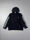 Adidas Originals Black Hoodie with White 3-Stripe Sleeves (2XL)