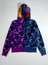 BAPE Color Camo Shark Full-Zip Hoodie – Blue/Purple Split (S)