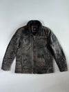 Engbers Distressed Brown Leather Jacket with Shearling Collar Jacket (L)