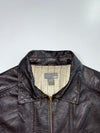 Dark Brown Leather Harrington Jacket (L)