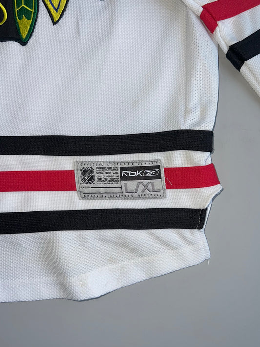 Reebok RBK CCM Chicago Blackhawks NHL Hockey Jersey Away White Youth (S/M)