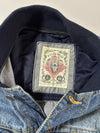 Pull&Bear Denim Bomber Jacket with Navy Nylon Sleeves, (M)