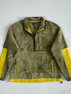 Adidas Sherpa Quarter-Zip Fleece Jacket – Olive/Yellow (L)