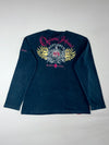 Japanese Oniarai “Black Soul” Embroidered Long Sleeve Tee – Navy – (XL)