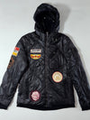 Jizobosatsu Outerwear Black Quilted Patchwork Bomber Jacket (S)