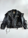Genuine Pure Leather Fringe Biker Jacket (L)