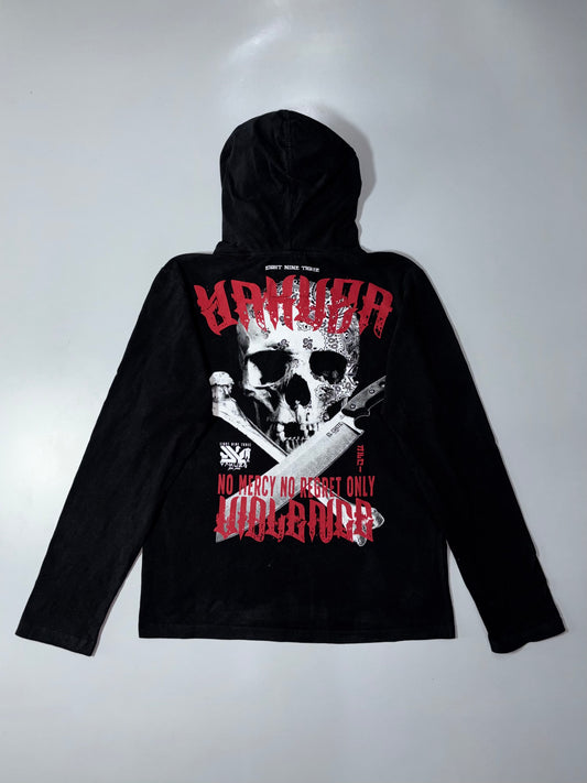 Yakuza Clothing Skull  Quarter-Zip Hoodie With Skull mask Black (M)