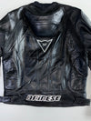 Dainese Stealth Black Genuine Leather Armoured Moto Racing Jacket PADDED (Back Hump) (M)