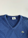 Vintage Lacoste Navy Blue Diamond Knit V-Neck Sweater (XL)