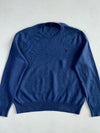 Polo Ralph Lauren Crewneck Knit Sweater – Heather Blue with Maroon Pony (XL)