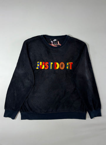 Vintage Nike Just Do It Embroidered Fleece Sweatshirt Black (XL)