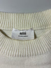 AMI Paris | Cream Knit Sweater Silver Ami de Coeur Logo | (XL)
