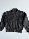 Vintage Black Leather Bomber Jacket (M)