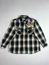 Carhartt Shadow Plaid Flannel Shirt – Green/Cream, Custom Heart Patches (2XL)