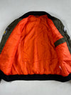 MA-1 Flight Bomber Jacket with Military Patches – Olive Green, Orange Lining (2XL)