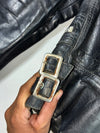 Vintage 70s/80s Made in England Black Leather Café Racer Motorcycle Jacket with Quilted Shoulders & Elbows (S)