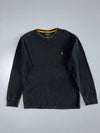 Polo Ralph Lauren Waffle Knit Thermal Crewneck Sweatshirt Black Gold Tipped Pony Logo (L)