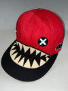 Elstinko Shark Teeth Monster Face Red & Black Fitted Cap – Korean Streetwear (54cm)