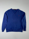Fred Perry Blue V-Neck Knit Sweater – (L)