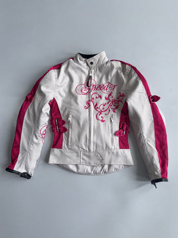 Speed-R Pink & White Textile Motorcycle Jacket (Women’s, Size 8 XS)