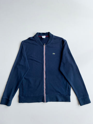 Lacoste Navy Zip-Up Bomber Sweatshirt | Size (XL)