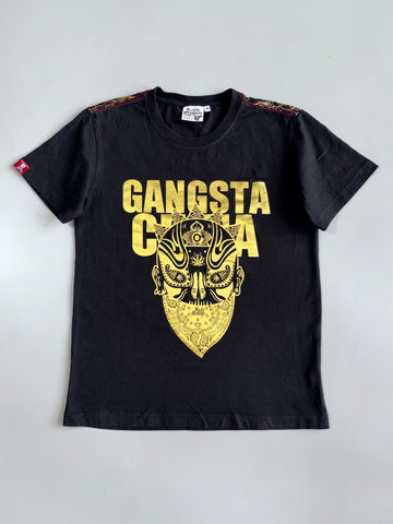 Blood Message Gangsta Chola Gold Foil Print Graphic Tee (S)