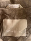 Soia & Kyo Crinkled Suede Leather Trucker Jacket  Taupe/Grey (XS)