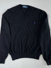 Vintage 90s Polo by Ralph Lauren Black V-Neck Knit Sweater – Purple Pony (XL)