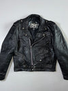 First Genuine Leather Classic Black Motorcycle Jacket (M)