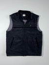 Lacoste Black Zip-Up Vest – Quilted Lining, Metal Croc Logo (M)