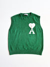 AMI Paris Ami de Coeur Green Knit Sweater Vest(S)