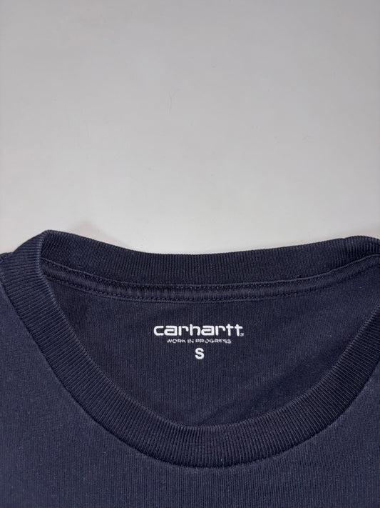Carhartt WIP Navy Long Sleeve Chase Tee Gold Logo, (M)