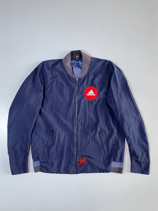 Adidas Navy Nylon Bomber Jacket with Red Logo Patch Farco Edition (XL)