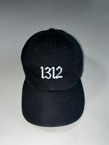 Sixblox “1312” Black Dad Cap – White Gothic Embroidery, 100% Cotton (Adjustable)